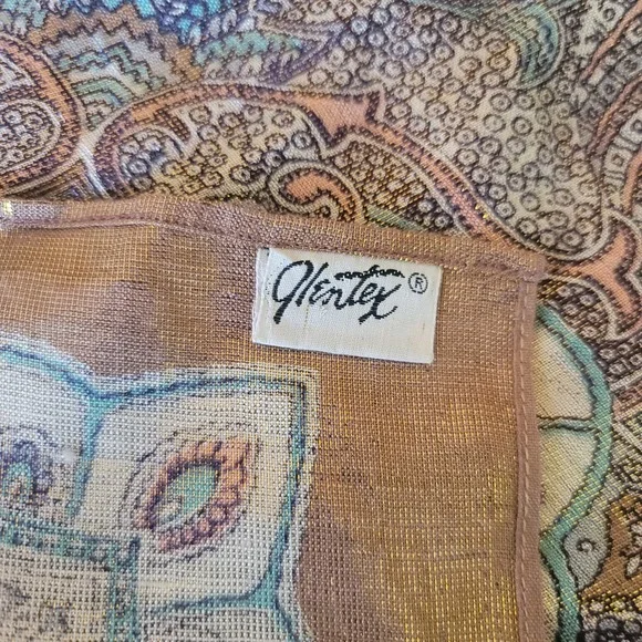 Glintex‎ Paisley Scarf Shawl Wrap Brown Gold Metallic Accent Boho Chic - Picture 2 of 2